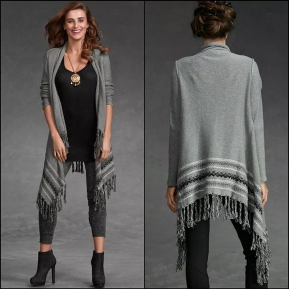 CAbi Sweaters - CAbi Gray Prairie Swing Sweater